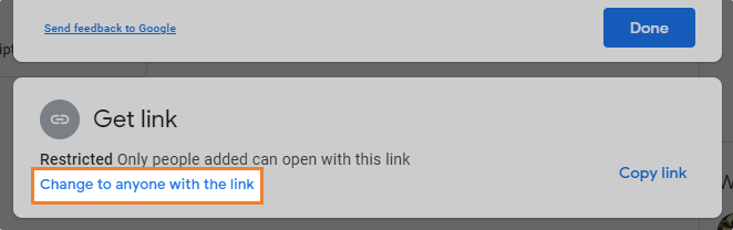 Change to anyone with the link