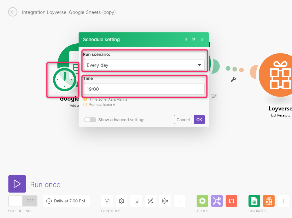 use Make’s features to make the work of this scenario automated