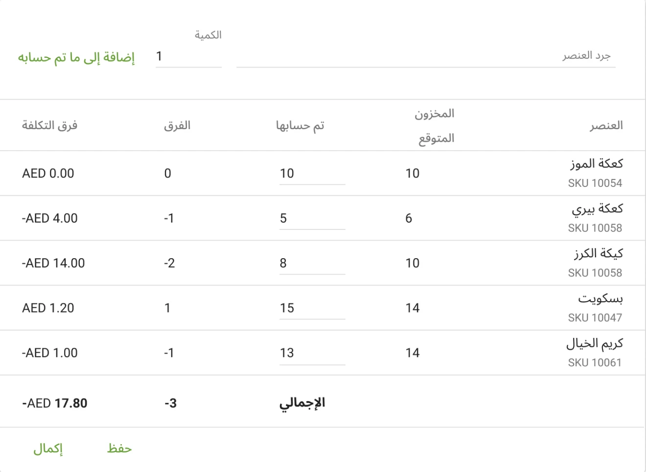 قم بفرز منتجاتك للمحافظة على المخزون الفعلي محدثاً حتى اللحظة