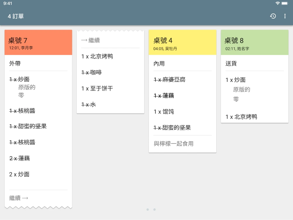 KDS 顯示所有信息